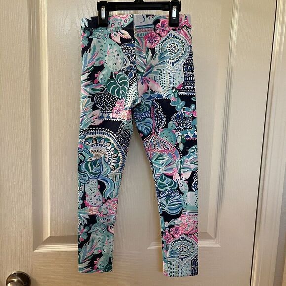 Lilly Pulitzer Maia Leggings Pants Lookin Sharp Pull On Girls Size Medium 8-10 - Picture 7 of 11